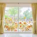2 x Whaline Fall Flowers Wall Stickers Boho Floral Butterfly Wall Art Decals Self-Adhesive Wallpaper Stickers for Girls Bedroom Living Room Nursery Decoration, 6 Sheet