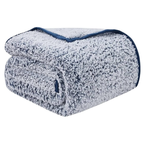 EMME Soft Sherpa Fleece Blanket Queen Size Reversible Plush Fluffy Large Blanket Warm Decorative Boho Cover for Sofa, Couch, Bedroom, Travel(Plush Navy, 90"x90")