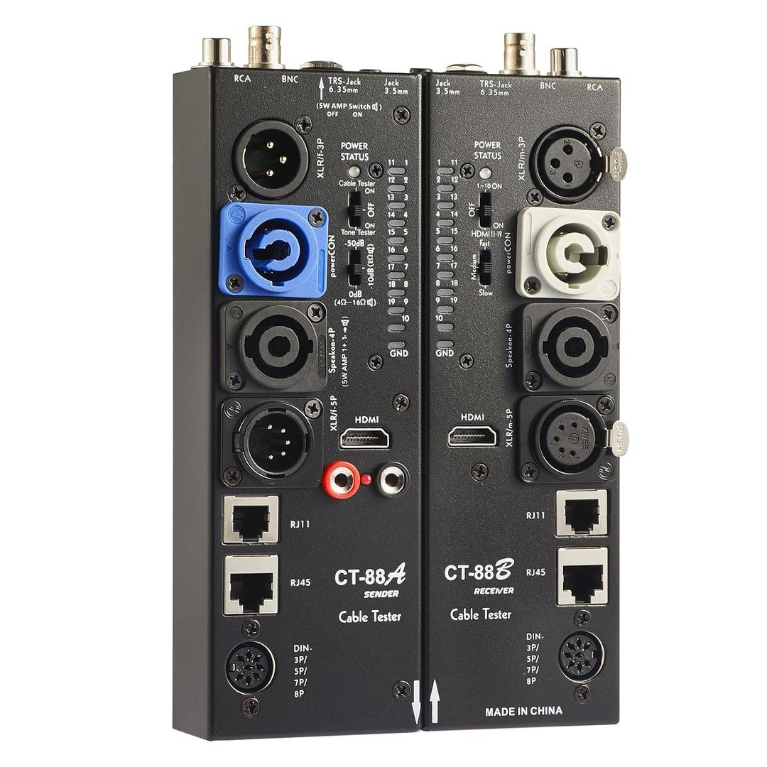 MFL. Detachable Advanced Cable Tester Line Audio Spilt Apart Cable Checker and Finder 10-Way Switch Wire Tracker with LED Indicators, Separate Working Mode, Rectangular