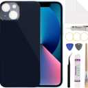 Duotipa [Big Camera Hole] New Rear Back Cover Replacement for iPhone 13 with Technical Repair Tools Kit-Black.