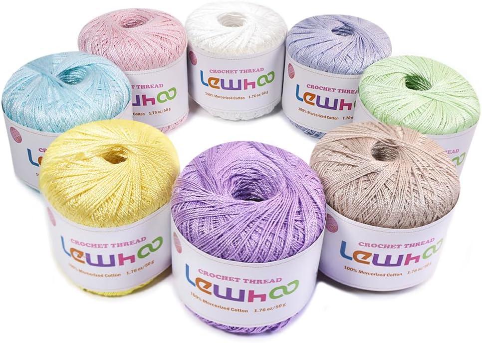 Crochet Thread, 8 Pearl Yarn Balls for Crocheting, 100% Mercerized Cotton Tatting Thread Size 10, Cotton Lace Yarn Hand Embroidery