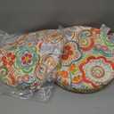 Outdoor Bistro Chair Cushions for Patio Furniture,Patio Bistro Round Foam Seat Cushion with Ties,15" D x 2.5" H,Flower Multi