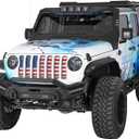 Hooke Road Gladiator Grill Inserts Bug Deflector JL Grille Guard Cover for 2018-2026 Jeep Wrangler JL & Gladiator JT (American Flag, Red & White, Steel)