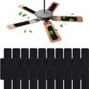 30PCS Ceiling Fan Filter Activated Carbon Air Filter Universal Ceiling Fan Blade Filters Easily Sticks on Ceiling Fan Blade Keeps Bedroom Kitchen Office Air Fresh(Black)