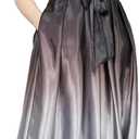 S.L. Fashions Women's Long Satin Mother of the Bride Dress with Pockets, Formal Party Gown, Black Silver, 16