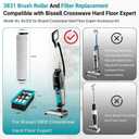 3831 Replacement Brushes and Filters for Bissell Crosswave Hard Floor Expert Vacuum 3831 HF2 3845 3847 3848, for Bissell Crosswave Replacement Parts, Accessory Kit No. B0555, 1637755, 1632973