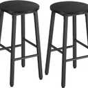 HOOBRO Bar Stools, Bar stools Set of 2,Counter Height Bar Stools, 24.8" Barstools for Kitchen Island, Industrial Kitchen Bar Chairs, for Dining Room, Bar, Black BB07BY01G1N2
