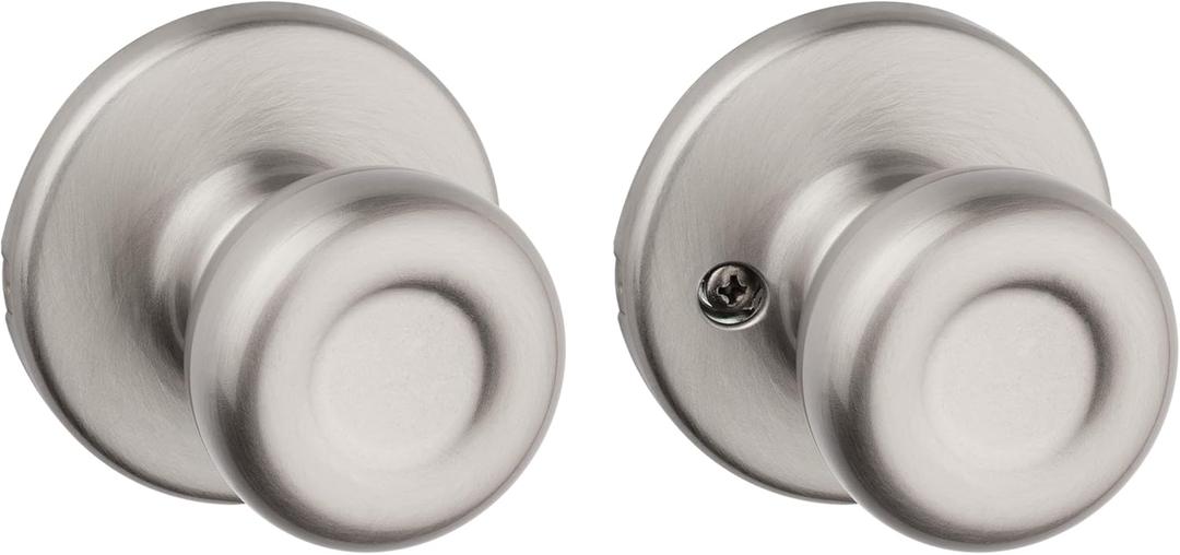 Kwikset Tylo Interior Passage Door Knob, Handle For Closet and Hallway Doors, Non-Locking Doorknob in Satin Nickel, with Microban Protection, 1 Count (Pack of 1)