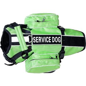 Service Dog Backpack Harness Vest Removable Saddle Bags with Label Patches(Green,S)