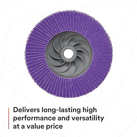 3M Flap Disc 769F, Type 27 Quick Change, 60+, 4-1/2 in x 5/8-11, High Performance Abrasive, Ceramic Precision-Shaped Grain Grinding and Finishing Disc, Carbon Steel, Stainless Steel, Pack of 1
