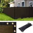 Amgo 5' x 11' Brown Fence Privacy Screen, Commercial Standard Heavy Duty Windscreen with Bindings & Grommets, 90% Blockage, Cable Zip Ties Included 