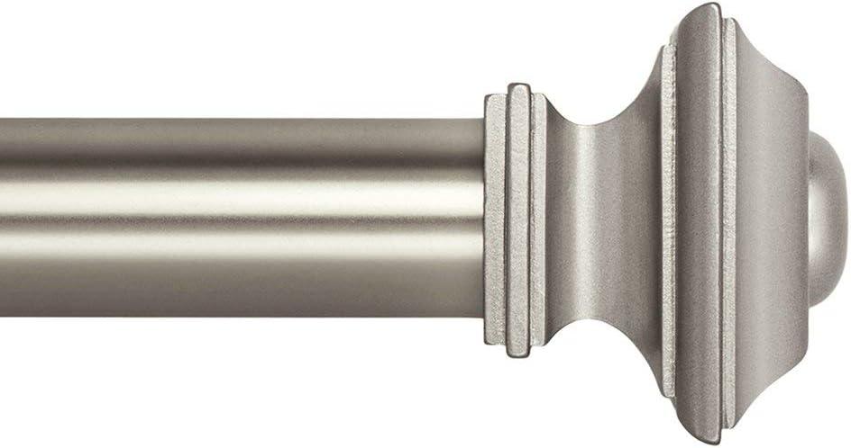 Ivilon Square Designed Style Window Side Curtain Rod, 1 1/8 inch Diameter. 16 to 28 Inch - Satin Nickel