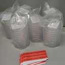 Ashmacdo 60 Pcs Plastic Petri Dishes with Lids, 90 x 15 mm Deep Sterile Petri Dishes with 60Pcs Biohazard Stickers for School Halloween Science Experiment Biological Party Supplies (Orange Color)