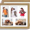 11x14 Picture Frame Set of 2, Natural Oak Wood Frame with Real Glass Collage Picture Frames, Display Pictures Five 4x6 With Mat or 11 x 14 Without Mat, Photo Frames Wall Gallery