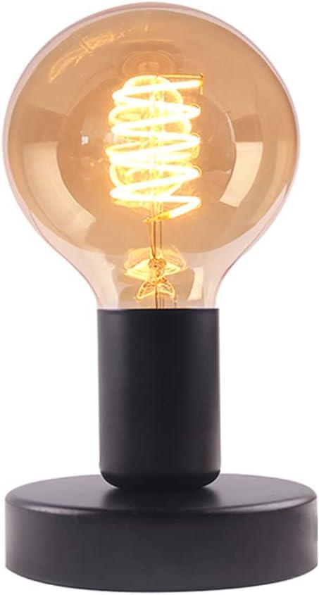 Industrial Table Lamp Base,Small Polished Metal Desktop Light Sockets Base Only,Vintage E26/E27 Edison Screw Light Bulb Holder Base,with 6ft Cord Switch Plug Bulb Base HolderBlack