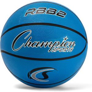 Champion Sports Rubber Basketballs  Durable Indoor & Outdoor Training & Recreational Game Balls, Multiple Sizes & Colors (Blue)