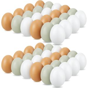 Syhood 48 Pcs Wooden Fake Eggs Fake Chicken Eggs Bulk for Crafts Get Hens to Lay Nesting Home Decor Kitchen DIY Craft Play (Elegant Color)