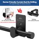 SIMEWIN Curtain Rods No Drilling for Windows 30 to 60 Inches, 5/8 Inch Diameter No Drill Small Curtain Rod Set with 3M Adhesive Brackets, Black