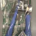 Dematting Comb for Doodles & Poodles, Dual-Sided Comb Tool for Long Curly Haired Dogs, Grooming Brush Kit for Removing Mats and Tangles, Stainless Steel, Beech Wood (Blue)