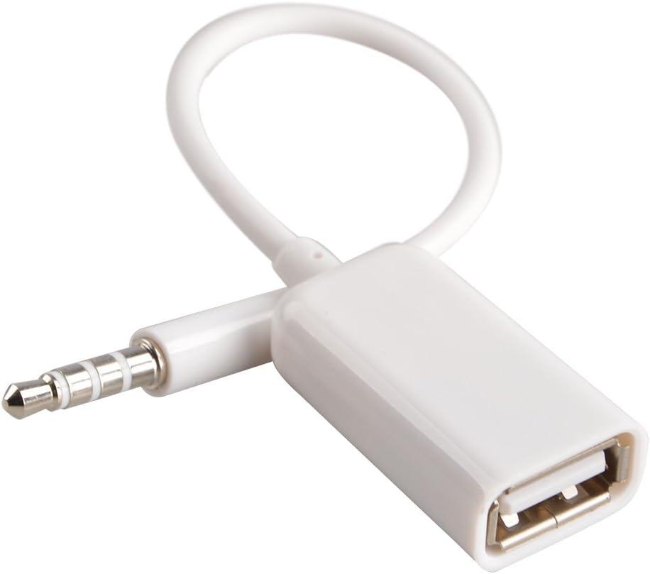 Oxsubor AUX to USB Adapter, 3.5mm Male Audio Jack to USB 2.0 Female Converter Cable, Only Work for Car AUX-in with MP3 Decoder, Not for Headset, Speakers, Phone,Computers, Camera,Microphone, Monitor