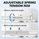 White Shower Curtain Rod 31 to 80 Inch,1 Inch Diameter Adjustable Spring Tension Stainless Steel Telescoping Rod,Easy Install,No Rust