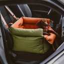FUNNYFUZZY Dog Car Seat for Small Dogs, Waterproof Dog Car Bed with Storage Pocket, Safety Clip-On Dogs Leash, Detachable Portable Pet Carseat (Green, 21.65 x 19.69 x 17.72 inches)
