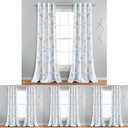 Lush Decor Harbor Life Light Filtering Window Curtain Panels, Pair, 52" W x 84" L, Blue & Taupe - Seahorse & Seashell Nautical Coastal Curtains - Beachy Curtains (Pack of 8)