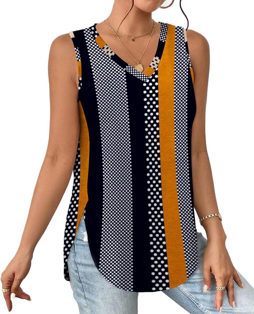 XIEERDUO Womens Tank Tops V Neck Eyelet Embroidery Casaul Sleeveless Shirts (S)