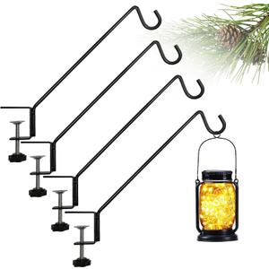 Short Deck Hook Bird Feeder Hanger Hook for Railing 13 Inch for Bird Feeders,Planters,Lanterns,Plants Flower Suet Baskets,Wind Chimes Holiday Decoration (4)Lanterns Not Included