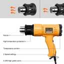 SEEKONE Heat Gun 1800W 122℉-1202℉（50℃- 650℃）Fast Heating Heavy Duty Hot Air Gun Kit Variable Temperature Control Overheat Protection with 4 Nozzles for Crafts, Shrinking PVC, Stripping Paint(5.2FT)