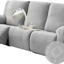 Gennia Waterproof Recliner Sofa Cover,Stretch Reclining Couch Covers with Pockets,Washable Lazy Boy Recliner Slipcovers,Leakproof Sofa Protector for Kids, Pets, Dog and Cat (1 Seat, Light Gray)