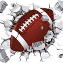 2 Sheets Rugby Break Through Wall Sticker Decals American Football Sports Art Wall Stickers Murals Art for Men Kids Boys Football Lovers Players Room Bedroom Living Decoration