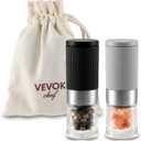 Mini Salt and Pepper Grinder Set, Small Tiny Adjustable Coarseness Ceramic Salt Grinder with Funnel and Bag Portable Handy Spice Pepper Mill Shaker For Outdoor Party Lunch Bag Kitchen (Gray)