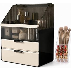 Large Makeup Organizer with Drawers and Lipstick Holder, Countertop Storage
3-Tier Skincare Storage Box,Bathroom Counter Organizer with Lid,Dustproof,For Skincare & Cosmetics,Clear Black/White