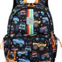CAMTOP Preschool Backpack for Kids Boys Girls Toddler Backpack Kindergarten School Bookbags with Lunch Pocket for Age 3-8 (Rainbow Black)