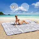 ZAZE Picnic Blankets Beach Blanket with Stakes, Thick 3-Layer Waterproof Sandproof 80 * 80 Oversized Mat, Foldable Extra Large Big, Machine Washable Accessories for Outdoor Camping Park (Black Blue)