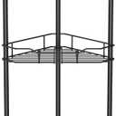 HuggieGems 3 Tier Floor Standing Corner Shower Caddy Organizer Shelf with Hooks, Bathroom Shelves Stand Rack, Black