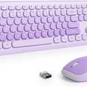 Surmen Cute Purple Keyboard and Mouse Wireless Silent, Full-Size Retro Typewriter Wireless Quiet Keyboard Mice Set Low-Noise 2.4GHz for Computer, Desktop, Laptop(6-Diary Purple)