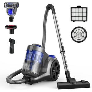 Canister Vacuum Cleaner, 1700W 45Kpa Bagless HEPA Vacuum
