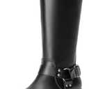 DREAM PAIRS Women's Knee High Boots Combat Boots Goth Boot Lace Up Adjustable Buckles Chunky Low Heel Fall Booties with Side Zipper to Put on and off (7)