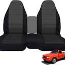 Custom-Fit Front Seat Covers Without Console Replace for 1991-1997 Ford Ranger Pickup 60/40 High Back Seats, Knitted Fabric Composite Soft Foam Lining Airmesh Breathable Seat Cover Cushion