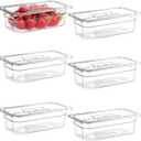 Bekith 6 Pack Plastic Clear Food Pans with Lids, 1/3 Size 4 Inch Deep Stackable Commercial Polycarbonate Pans for Kitchen Restaurant Food Prep, Freezer-Safe