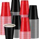 50 Pcs 16 oz Plastic Cups Bulk Disposable Plastic Party Cups for Graduation Wedding Birthday New Year Theme Party (Black,Red)