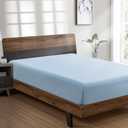 FreshCulture Queen Fitted Sheet - Hotel Quality, Ultra Soft & Breathable Brushed Microfiber, Deep Pocket, Cooling Fitted Sheets for Queen Size Bed (Light Blue)