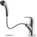 Kitchen Faucet with Sprayer, Brushed Nickel Kitchen Sink Faucet with Pull Out Sprayer, Single Handle 1 Hole Kitchen Faucets Solid Brass Commercial RV Kitchen Faucet 2 Modes & 150Rotation & No Lead