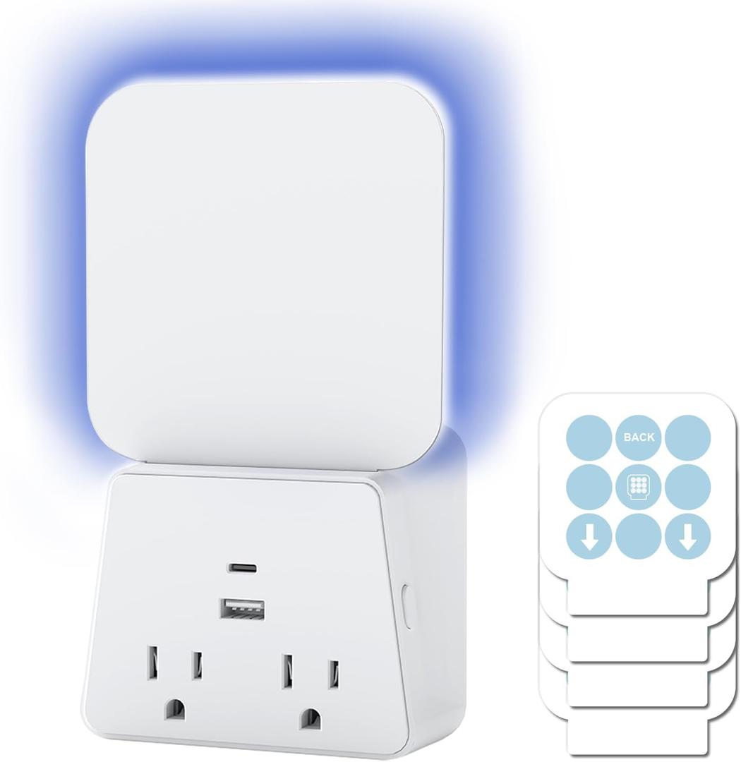 Flying Insect Trap, 2 in 1 Bug Trap for Gnats, Moths, House & Fruit Flies, Fly Trap Indoor with Multi Plug Outlet Extender with USB and 5 Fly Trap Glue Cards