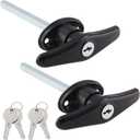 Truck Cap Locking T-Handles 2 Pack Camper Topper Lock, Camper Shell Locks and Keys T-Handle Canopy Replacement Lock, Black T Handle Garage Lock Blind Mount Locking T-Handle Leer Lock
