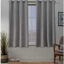EXCLUSIVE HOME Sateen Twill Woven Room Darkening Blackout Grommet Top Curtain Panel Pair, 52"x63", Veridian Grey