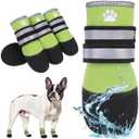 KOOLTAIL Dog Shoes for hot/Cold Pavement, Waterproof Dog Booties to Prevent Licking for Small Medium Large Size Dogs, Anti-Slip Dogs Boots & Paw Protectors Socks for Hardwood Floor, Green M