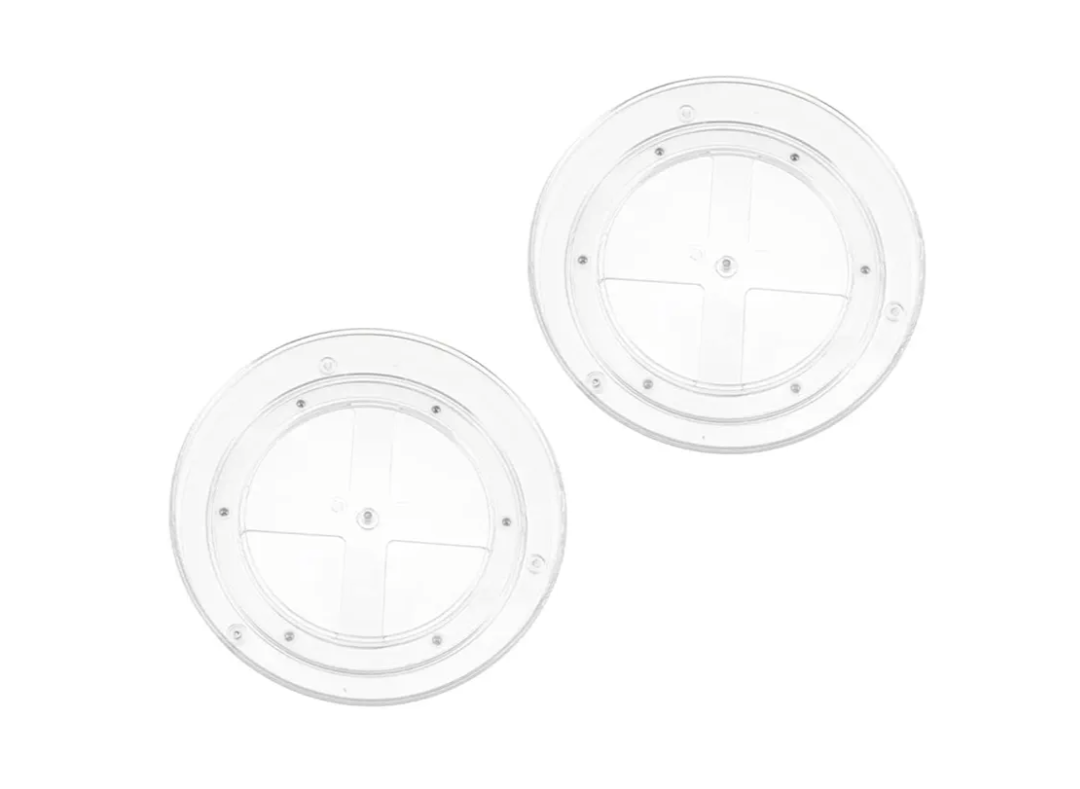 2pcs Wear-Resistant Spice Tray Transparent Rotating Desktop Holders for Kitchen and Makeup Organization Convenient Non- Storage for Cabinets and Countertops